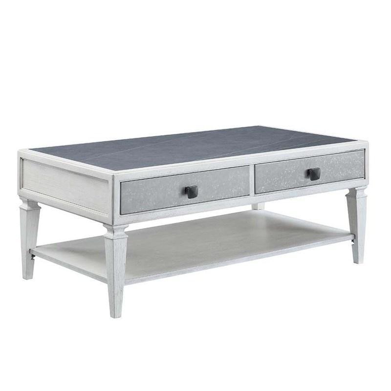 Katia - Coffee Table - Rustic Gray & Weathered White Finish