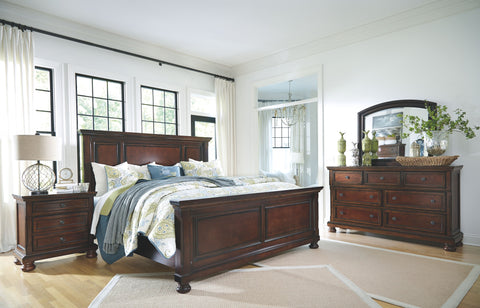 Dark Brown / 6 Pc. - Dresser, Mirror, Chest, Panel Bed / Queen