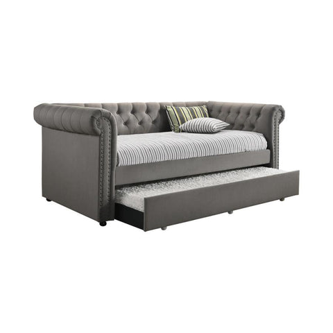 Kepner - Upholstered Twin Daybed With Trundle - Gray