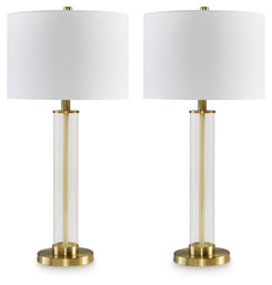 Orenman - Clear / Brass Finish - Glass Table Lamp (Set of 2)