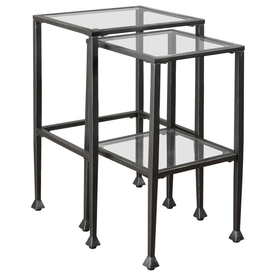 Leilani - 2 Piece Glass Top Nesting Table Set - Black