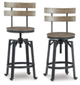 Lesterton - Light Brown / Black - Swivel Barstool (Set of 2)