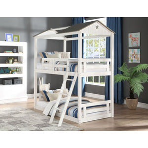 Nadine - Cottage Twin Over Twin Bunk Bed - Weathered White & Washed Gray