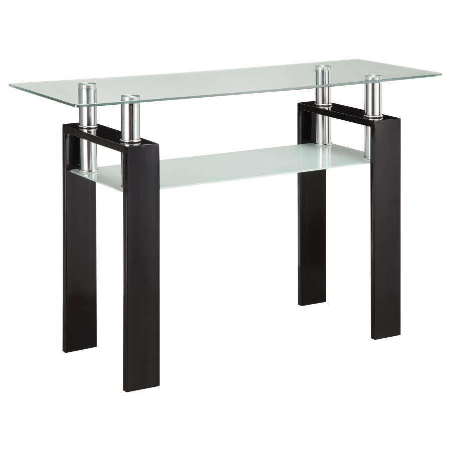 Dyer - Tempered Glass Sofa Table With Shelf - Black