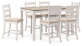 Skempton - White / Light Brown - Counter Height Dining Table and Bar Stools (Set of 7)