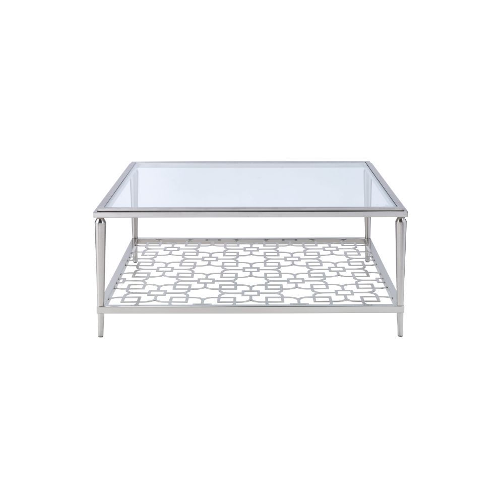 Naiya - Coffee Table - Nickel & Clear Glass