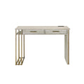 Tyeid - Vanity Desk - Antique White & Gold Finish