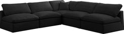 Plush - Velvet Standart Comfort 5 Piece Modular Sectional - Black - Fabric