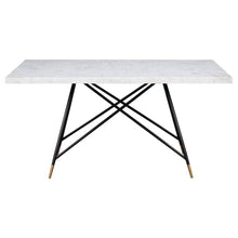 Gabrielle - 5 Piece Marble Top Rectangular Dining Table Set - White And Gray