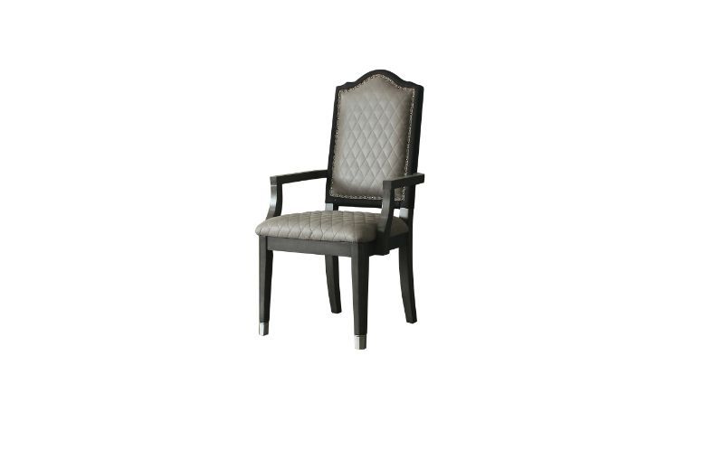 House - Beatrice Chair (Set of 2) - Two Tone Gray Fabric & Charcoal Finish