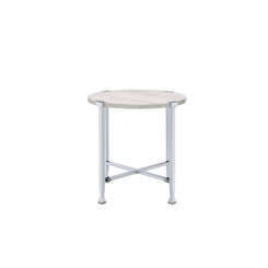 Brecon - End Table - White Oak & Chrome