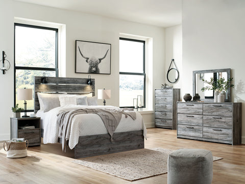 Gray / 5 Pc. - Dresser, Mirror, Panel Bed / Queen