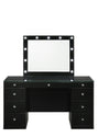 Avery - Vanity Desk With Glass Top And LED Mirror - Black