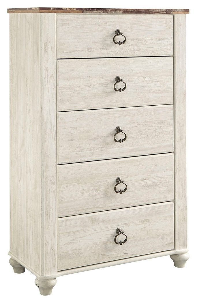 Willowton - Brown / Beige / White - Five Drawer Chest