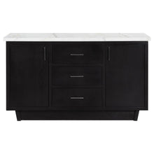 Sherry - 3-Drawer Marble Top Dining Sideboard Server - White And Rustic Espresso