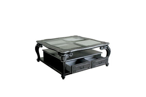 House - Delphine - Coffee Table - Clear Glass & Charcoal Finish