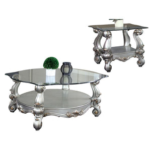 Versailles - Coffee Table - Antique Platinum - & Clear Glass - 22"