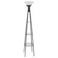 Gianni - 3-Shelf Frosted Torchiere Floor Lamp - Black