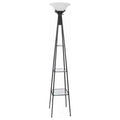 Gianni - 3-Shelf Frosted Torchiere Floor Lamp - Black